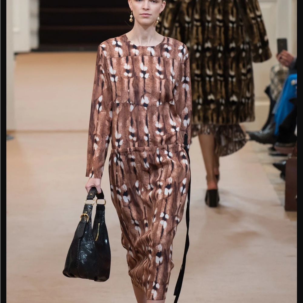 By Malene Birger Eliah Crepe de Chine Silk Long-Sleeve Maxi Dress NWT